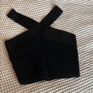 Babaton Black Criss Cross Crop Tank